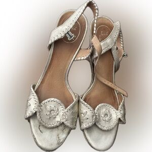 Jack Rogers, gold, leather wedge heels